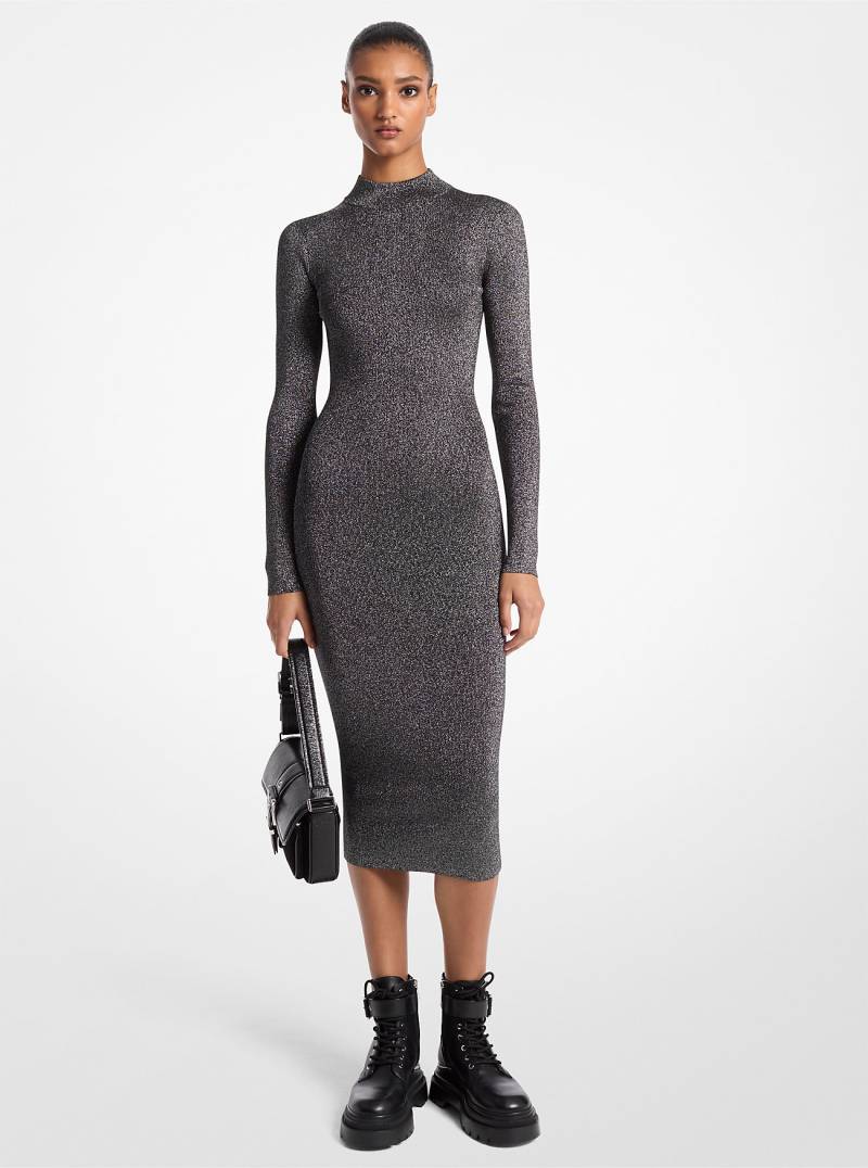 MK Strickkleid In Metallic-Optik Mit Stehkragen - Silberton - Michael Kors von MICHAEL Michael Kors