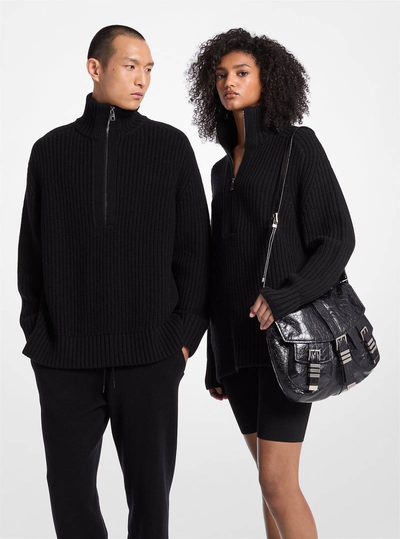 MK Sweater Aus Kaschmir-Wollgemisch Mit Halbem Reißverschluss - Schwarz - Michael Kors von MICHAEL Michael Kors