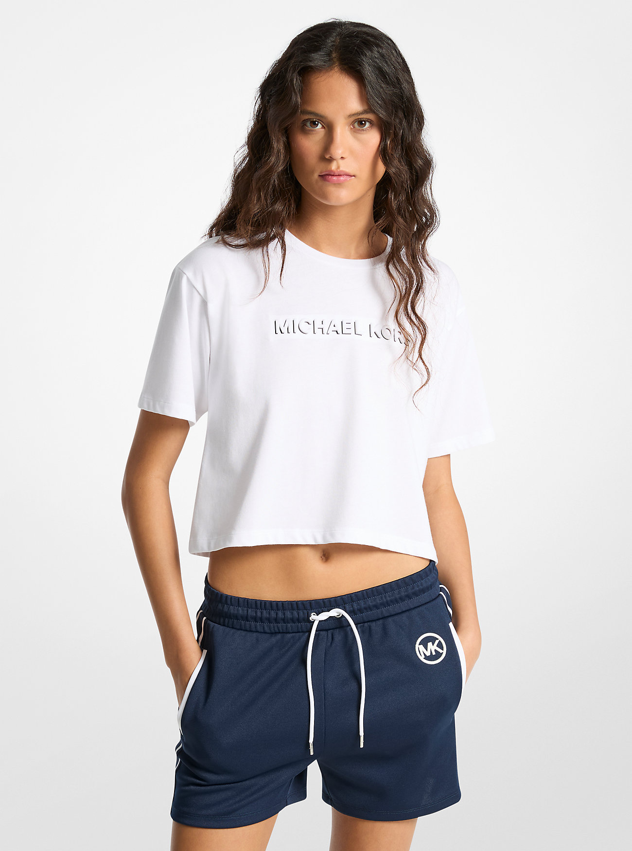 MK T-Shirt Aus Baumwolle Mit Logoprägung - Weiss - Michael Kors von MICHAEL Michael Kors