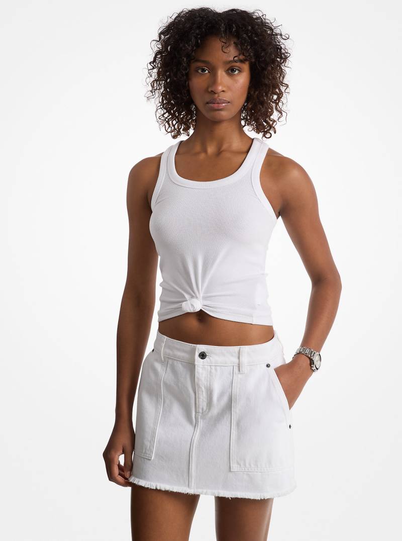 MK Tanktop Aus Geripptem Stretch-Strick Mit Knotendetail - Weiss - Michael Kors von MICHAEL Michael Kors