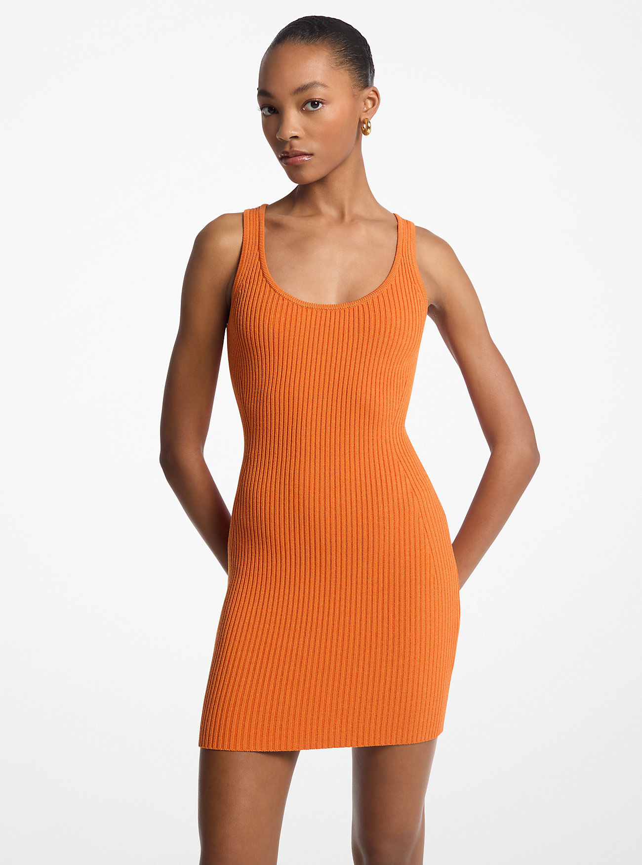MK Tanktopkleid Aus Gerippter Stretch-Viskose - Orange - Michael Kors von MICHAEL Michael Kors