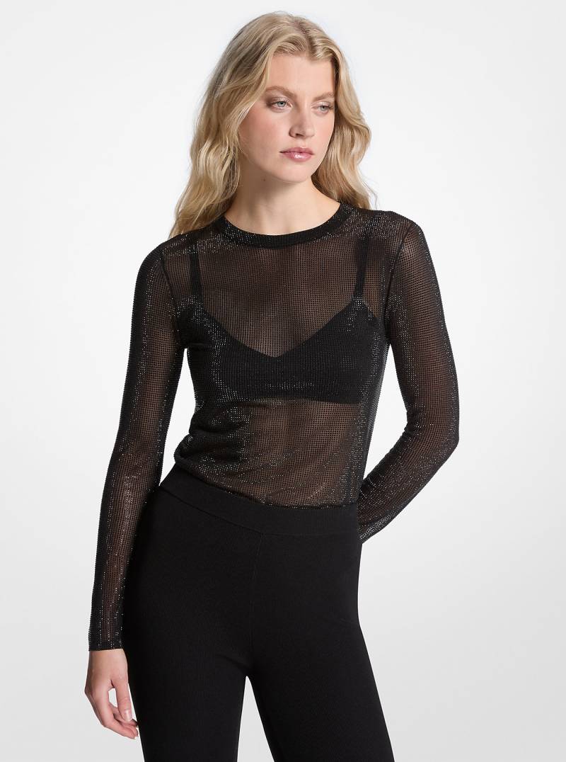 MK Top Aus Mesh Mit Verzierung - Schwarz - Michael Kors von MICHAEL Michael Kors