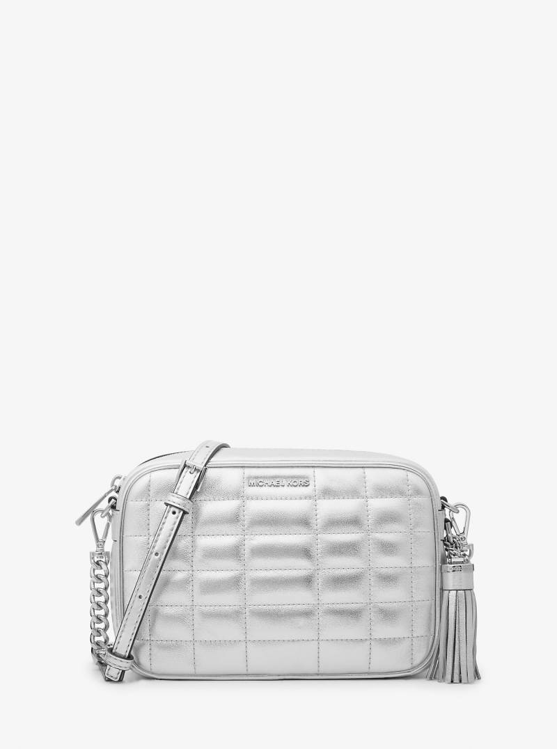 MK Umhängetasche Jet Set Medium Aus Gestepptem Leder In Metallic-Optik - Silberton - Michael Kors von MICHAEL Michael Kors