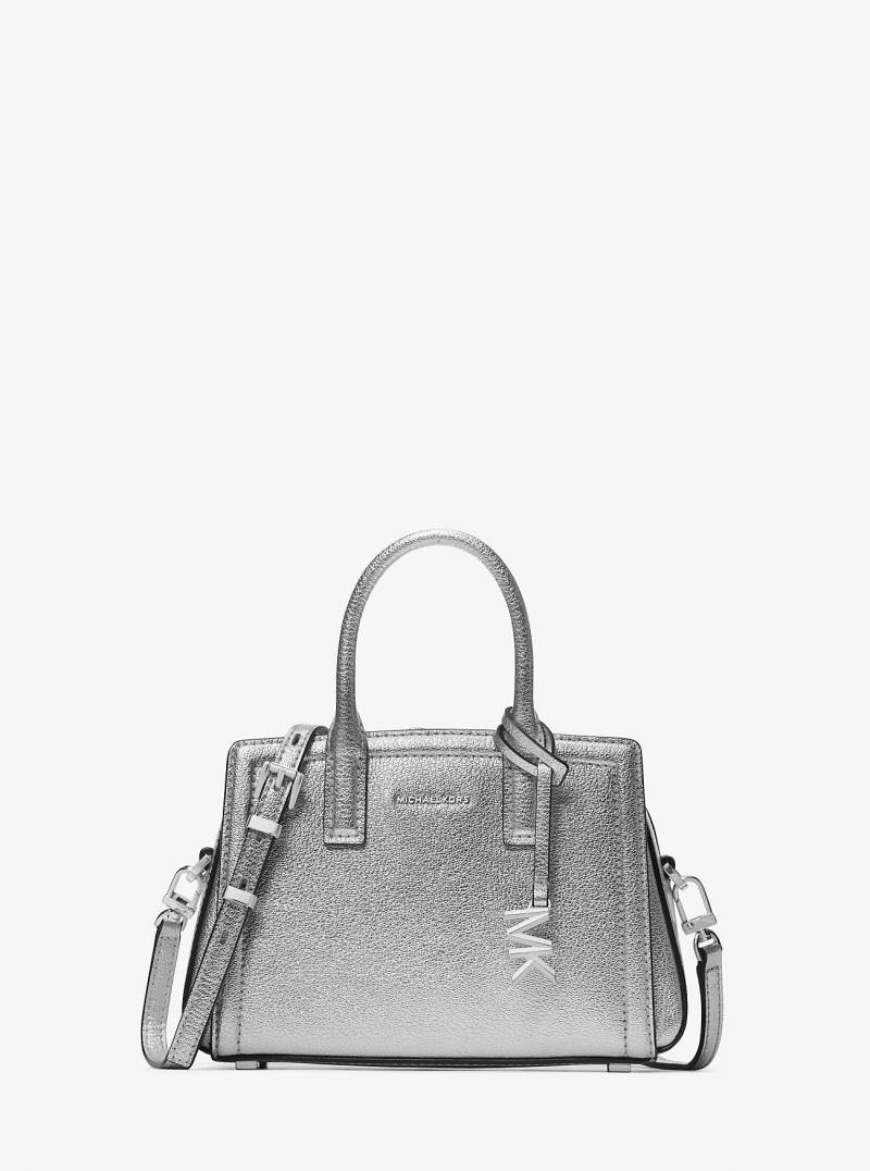 MK Umhängetasche Laila Extra-Small Aus Leder In Metallic-Optik - Silberton - Michael Kors von MICHAEL Michael Kors