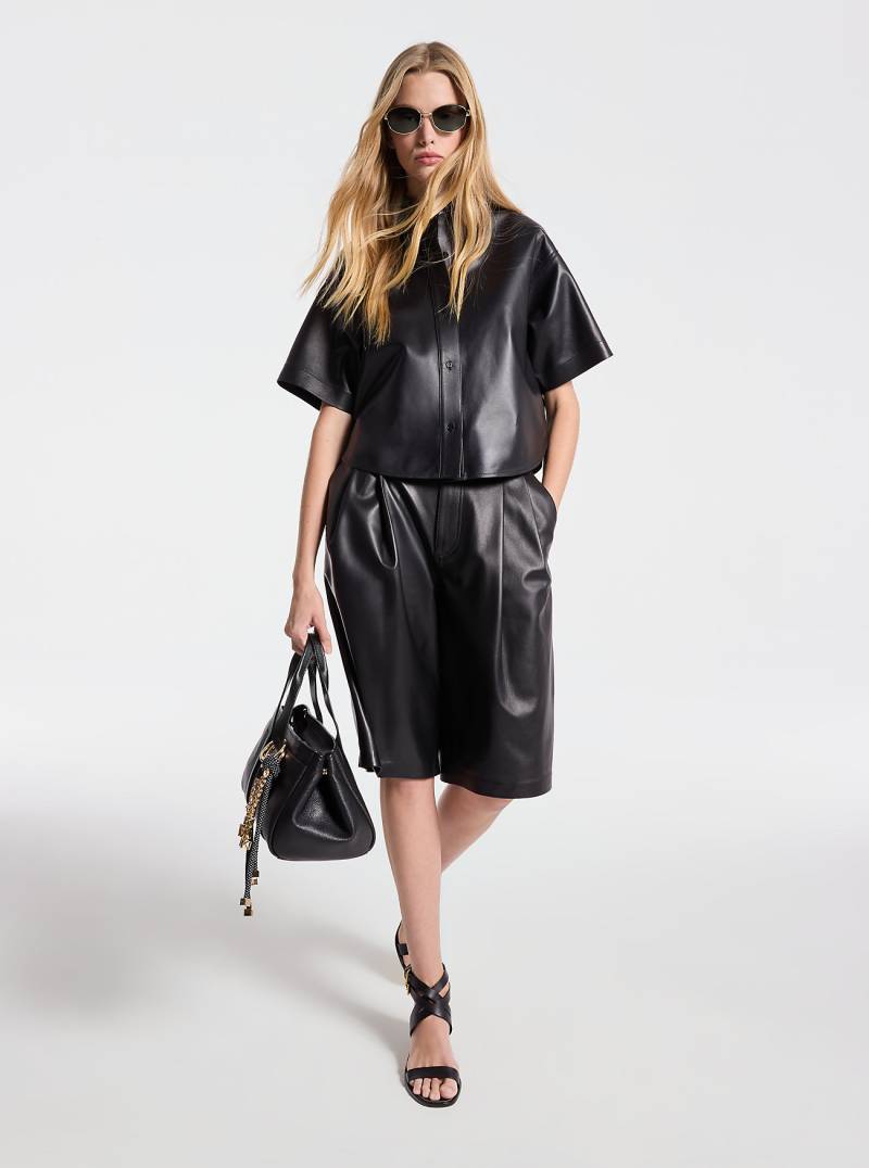 MK Verkürztes Hemd Aus Leder - Schwarz - Michael Kors von MICHAEL Michael Kors