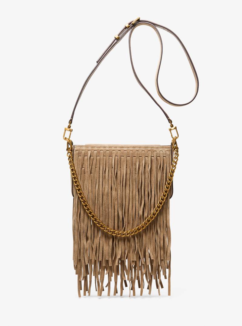 MK Wandelbare Pochette Bryant Small Aus Wildleder Mit Fransen - Natur - Michael Kors von MICHAEL Michael Kors