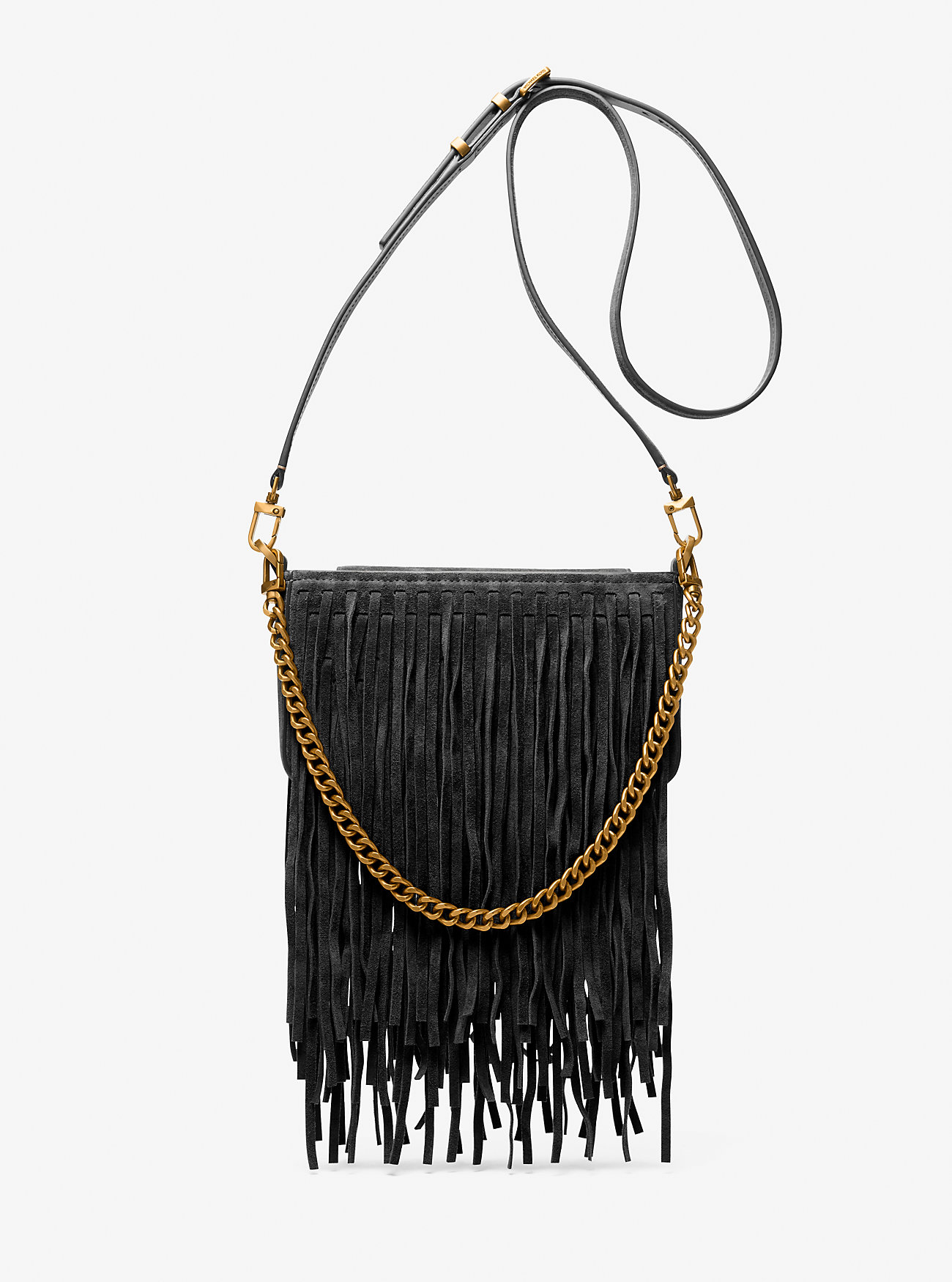 MK Wandelbare Pochette Bryant Small Aus Wildleder Mit Fransen - Schwarz - Michael Kors von MICHAEL Michael Kors