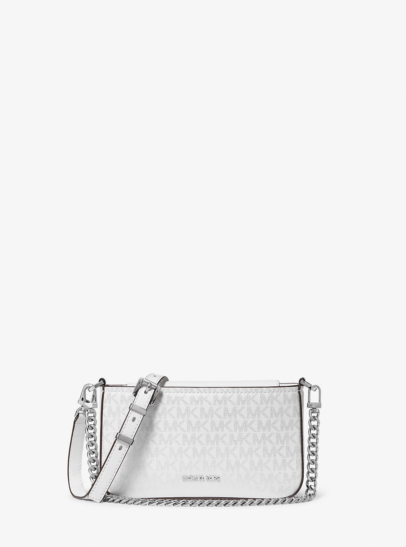 MK Wandelbare Pochette Bryant Small Mit Signature-Logomuster In Metallic-Optik - Weiss - Michael Kors von MICHAEL Michael Kors