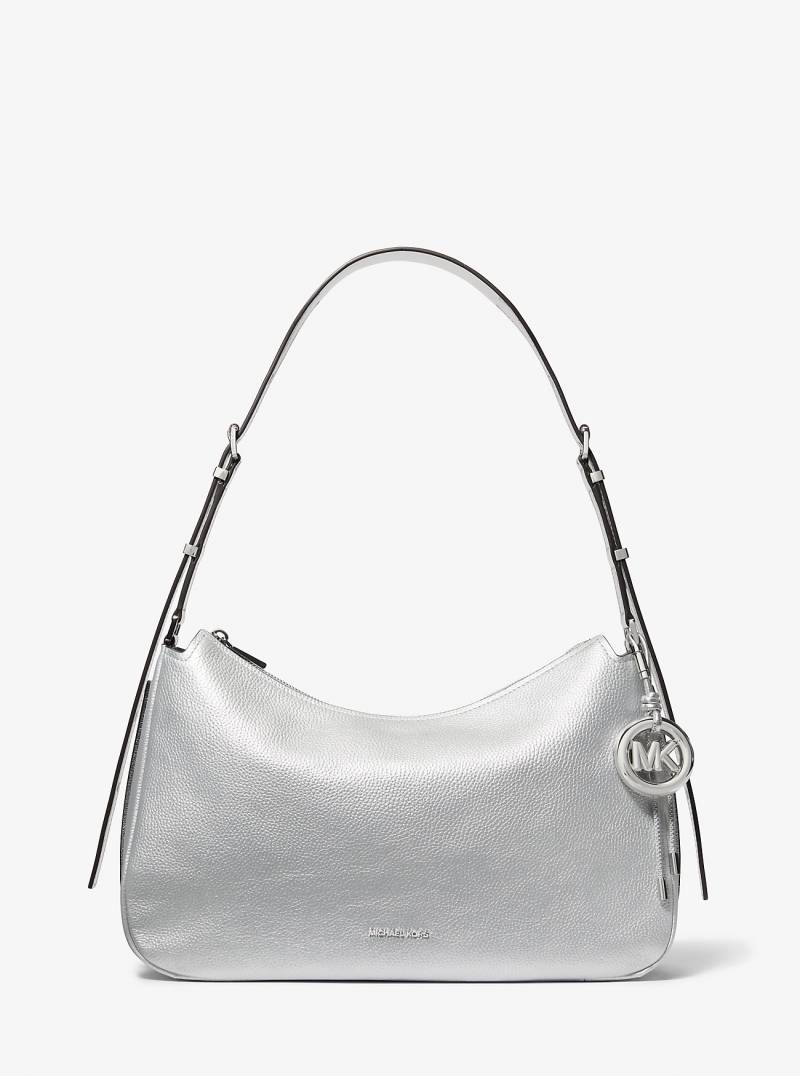 MK Wandelbare Schultertasche Nolita Medium Aus Gekrispeltem Leder In Metallic-Optik - Silberton - Michael Kors MK Wandelbare Schultertasche Nolita Medium Aus Gekrispeltem Leder In Metallic-Optik - Silberton - Michael Kors von MICHAEL Michael Kors
