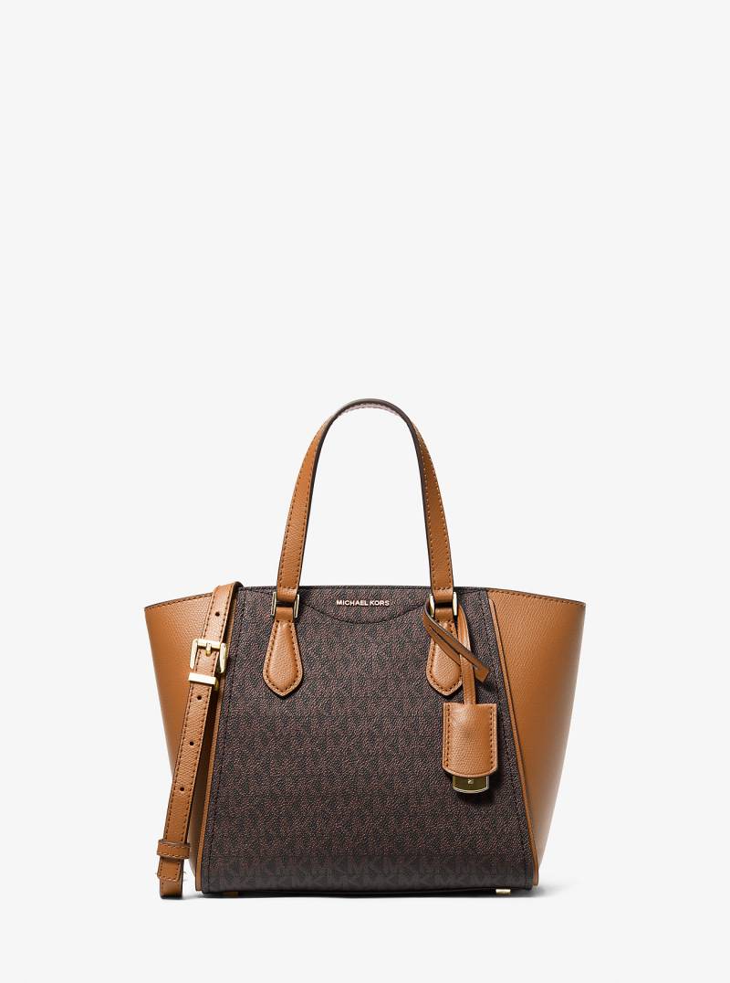 MK Wandelbare Umhängetasche Taryn Small Aus Signature-Logostoff Und Leder - Braun - Michael Kors von MICHAEL Michael Kors
