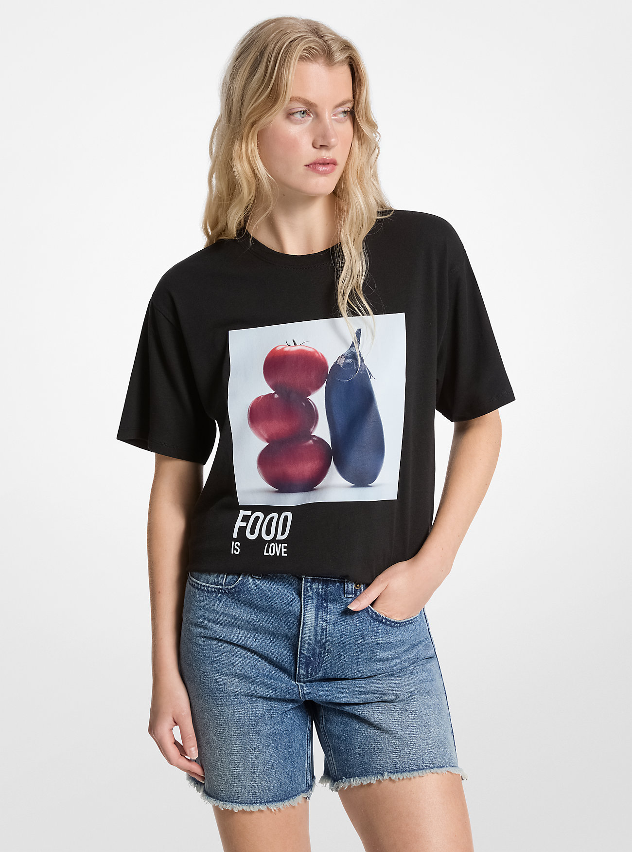 MK Watch Hunger Stop T-Shirt Aus Baumwolle - Schwarz - Michael Kors MK Watch Hunger Stop T-Shirt Aus Baumwolle - Schwarz - Michael Kors von MICHAEL Michael Kors