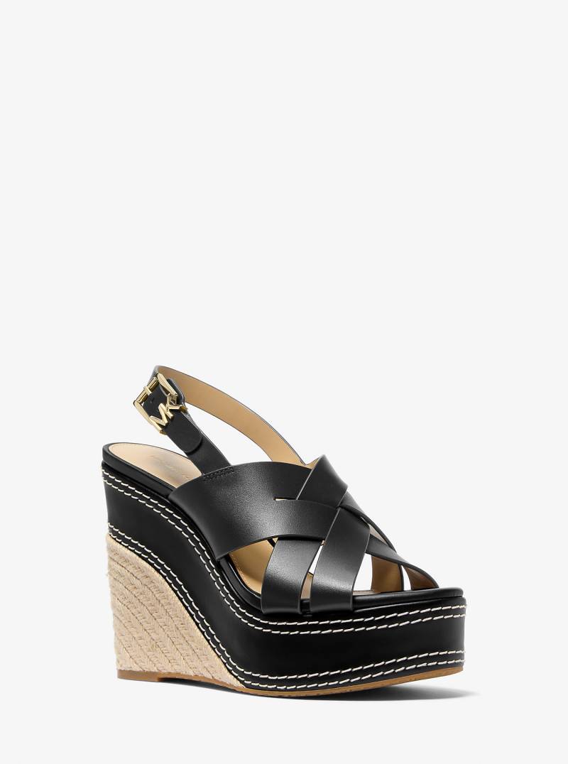 MK Wedge Nora Aus Leder - Schwarz - Michael Kors von MICHAEL Michael Kors