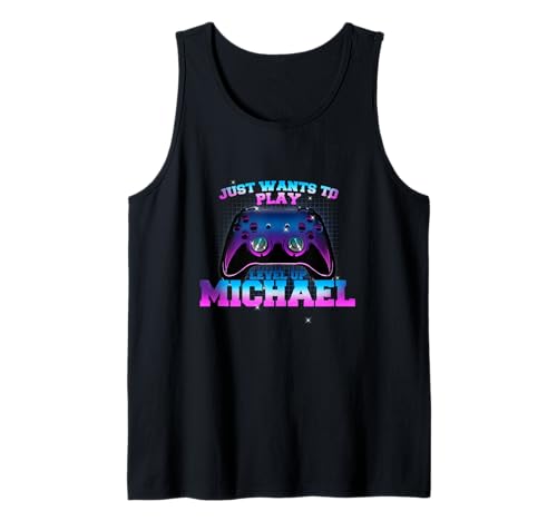 Herren MICHAEL - LEVEL UP mit Controller: WILL NUR SPIELEN Tank Top von MICHAEL Sohn Enkel Geburtstag Geschenkideen