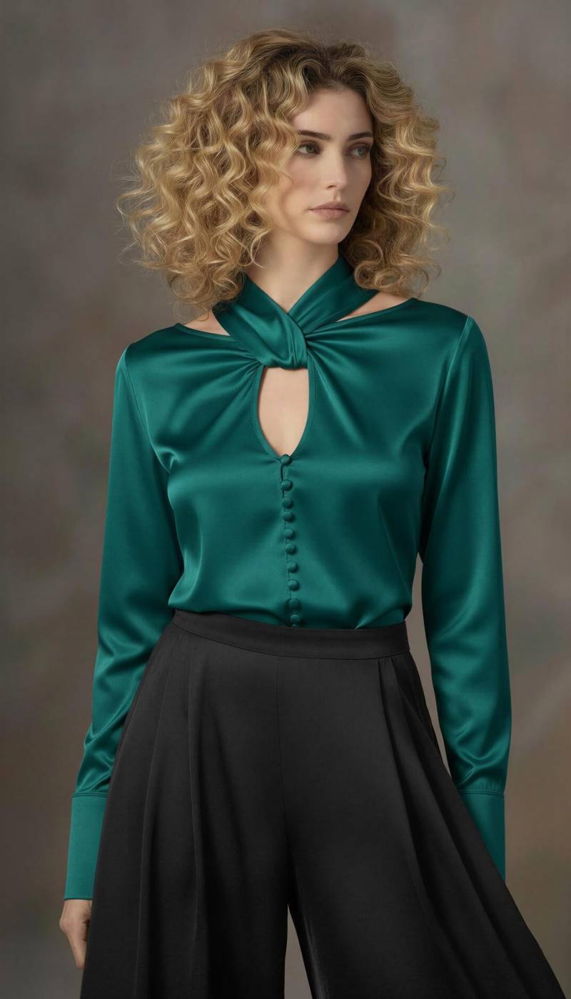 Damen Geknotete Langarm-Seidenbluse von MICHAELNIKfashion