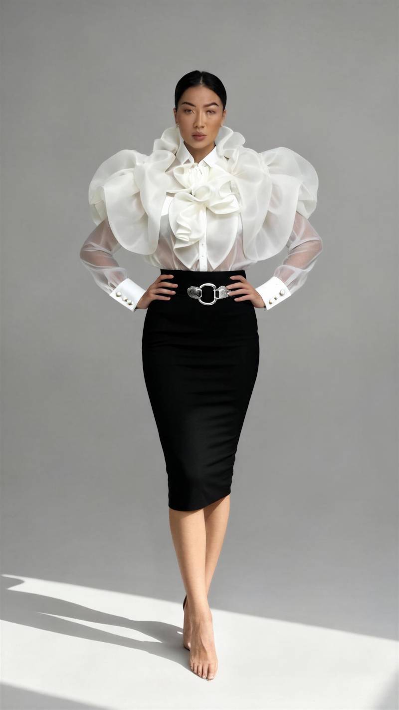 Rüschen Seidenorganza Bluse von MICHAELNIKfashion