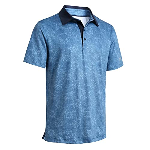 Herren-Golf-Shirt, kurzärmelig, feuchtigkeitsableitend, trockene Passform, Druck, Performance, sportlich, lässig, Golf-Polo-Shirts für Herren, Midnight Fireworks, 4X-Groß von MICHEL ROUEN