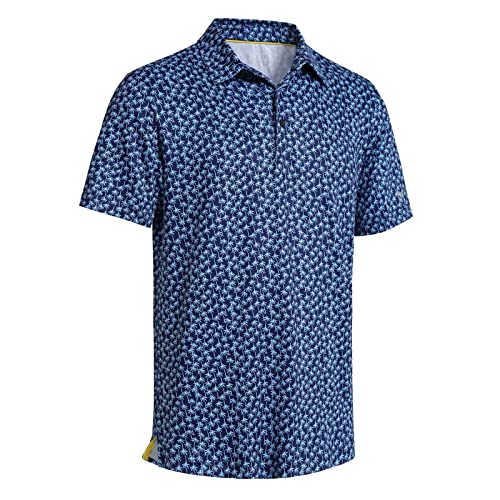 Herren-Golf-Shirt, kurzärmelig, feuchtigkeitsableitend, trockene Passform, Druck, sportlich, lässig, Golf-Poloshirts für Herren, Marineblaue Handfläche, 4X-Groß von MICHEL ROUEN