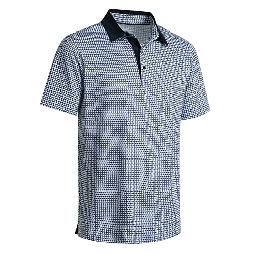 Herren-Golf-Shirt, kurzärmelig, feuchtigkeitsableitend, trockene Passform, Druck, sportlich, lässig, Golf-Poloshirts für Herren, Marineblauer Fahnenmast, XX-Large von MICHEL ROUEN