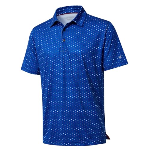 Herren-Golf-Shirt, kurzärmelig, feuchtigkeitsableitend, trockene Passform, Druck, sportlich, lässig, Golf-Poloshirts für Herren, Patriotischer Stern, 4X-Groß von MICHEL ROUEN