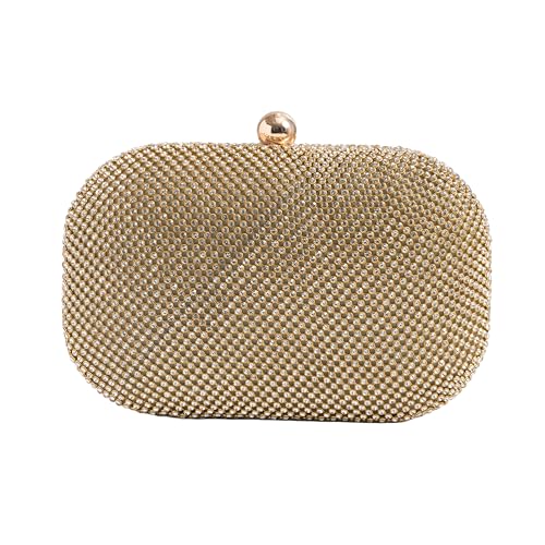 MICHELLE MOON Handtasche Damen Klein Elegant mit Glitzer | Abendtasche Gold | Clutch Gold für Hochzeit, Party und besondere Anlässe | Handtasche Gold Damen mit abnehmbarer Schulterkette von MICHELLE MOON