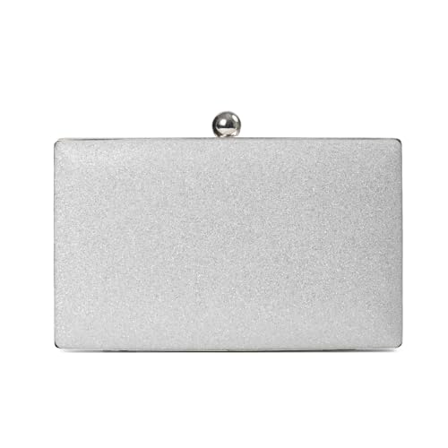 MICHELLE MOON Handtasche Damen Klein Elegant mit Glitzer | Abendtasche Silber | Clutch Silber Glitzer für Hochzeit, Party und besondere Anlässe | Handtasche Silber Damen mit abnehmbarer Schulterkette von MICHELLE MOON