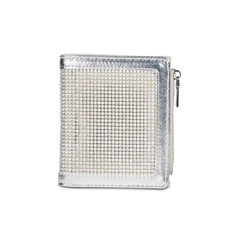 MICHELLE MOON - Kleine Damen-Geldbörse mit Kreditkartenfach und Geldbörse | Geldbörse aus hochwertigem Kunstleder, elegant, weich und kompakt, Silber - Mod. 5185, Elegant von MICHELLE MOON
