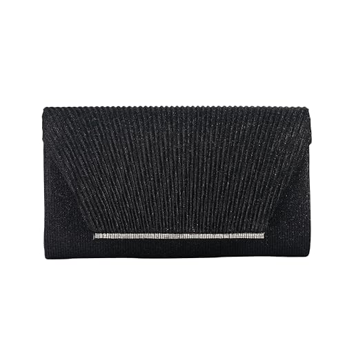 Michelle Moon Handtasche Damen Klein Elegant mit Glitzer | Abendtasche Schwarz | Clutch Schwarz für Hochzeit, Party und besondere Anlässe | Handtasche Damen Schwarz mit abnehmbarer Schulterkette von MICHELLE MOON