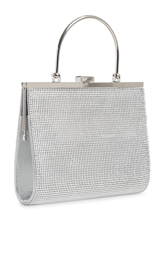 Michelle Moon Handtasche Damen Klein Elegant mit Glitzer | Abendtasche Silber | Clutch Silber Glitzer für Hochzeit, Party und besondere Anlässe | Handtasche Silber Damen mit abnehmbarer Schulterkette von MICHELLE MOON