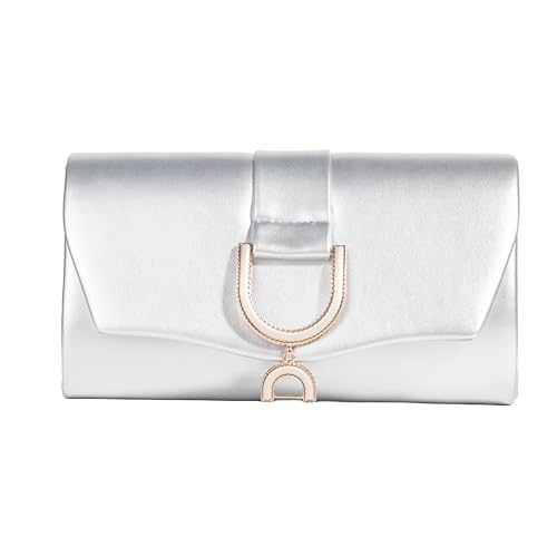 Michelle Moon Handtasche Damen Klein Elegant mit Glitzer | Abendtasche Silber | Clutch Silber Glitzer für Hochzeit, Party und besondere Anlässe | Handtasche Silber Damen mit abnehmbarer Schulterkette von MICHELLE MOON