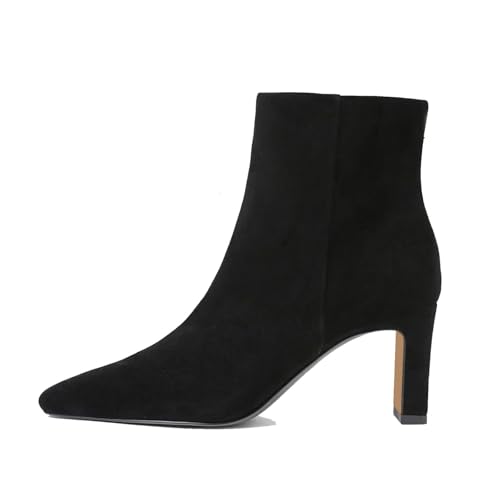 MICIFA Damen Stiefeletten Chunky Low Heel Square Toe Heeled Booties mit seitlichem Reißverschluss Herbst Winter Kleid Kurze Stiefel, Schwarzes Wildleder, 40 EU MICIFA Damen Stiefeletten Chunky Low Heel Square Toe Heeled Booties mit seitlichem Reißverschluss Herbst Winter Kleid Kurze Stiefel, Schwarzes Wildleder, 40 EU von MICIFA