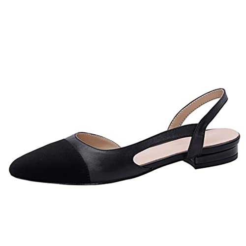 MICIFA Slingback-Flats für Damen, runder Zehenbereich, niedriger Absatz, modische Spleiß-Schuhe für Damen, Schwarz, 38.5 EU von MICIFA