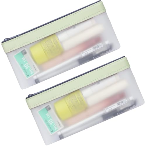 MICJLLT Federmäppchen für Prüfungen, transparent, kleines Zubehör, langlebig und wasserdicht, niedliche Tasche mit Reißverschluss für Schule, Prüfung, Schreibwaren, Büro, Reisen, 2 Stück, grün, Unisex von MICJLLT