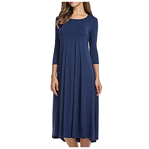 1920 Kleider Damen, Jumpsuit Damen Elegant 1950 Kleider Maxi Für Kleider Sexy Elegant Eiskunstlauf Damen Boho Style Florale Knielang Luftige Bleistift Kleider Damen Sexy Abendkleider (Marine,XXL) von MICKURY