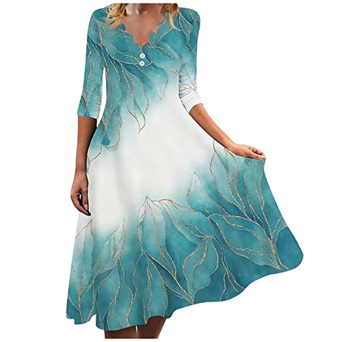 Abendkleider Elegant Für Hochzeit, Leder Kleider Damen Langarm Festlich Italienische Mode Kleider Abendkleid Rückenfrei Damen Elegant Abendkleider Mit Ärmel Boho Brautkleid Festliche (Cyan-3,XXL) von MICKURY