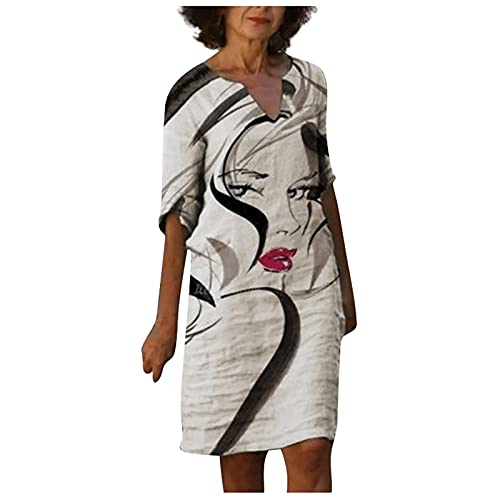 Damen leinenkleid Damen meerjungfrauenkleid Abendkleid Weiss Leder Minirock Standesamt Kleider Braut schöne Kleider Damen Rockabilly Kleider Kleid gast Hochzeit Phase Eight Kleider(F-Beige,XL) von MICKURY