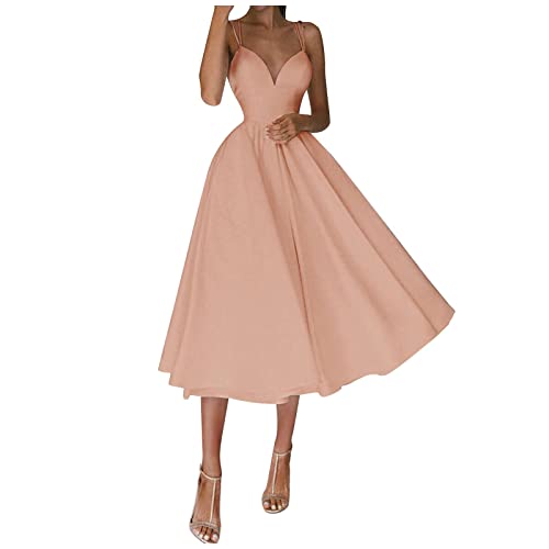 Enge Kleider Damen Sexy,Mini Kleider Damen Kleider In Kurzgröß Für Hochzeitsgä Vintage Damen Mode Floral Formal Vintage Kurze Ärmel Schlank Hochzeit Langes Kleider Abendkleider Damen Blau(Orange-5,M) von MICKURY