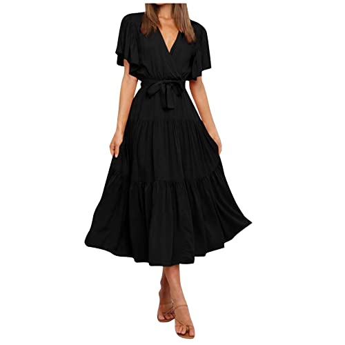 Gothic Kleid,Kleid Neckholder,Kleider für Hochzeit,Etuikleider Damen,Cain Kleid,latexrock,Tennis Rock,Kleid Abschlussball,weißes langes Kleid,Kleider Damen(A-Schwarz,M) von MICKURY