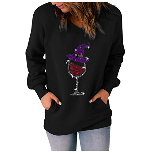 MICKURY Kapuzenpulli,V Ausschnitt Damen T Shirt 5XL T-Shirt Damen Modische Pullover Damen Sport Pullover Crop Top Elegant Icrimax T-Shirt Damen Onkelz T Shirt von MICKURY