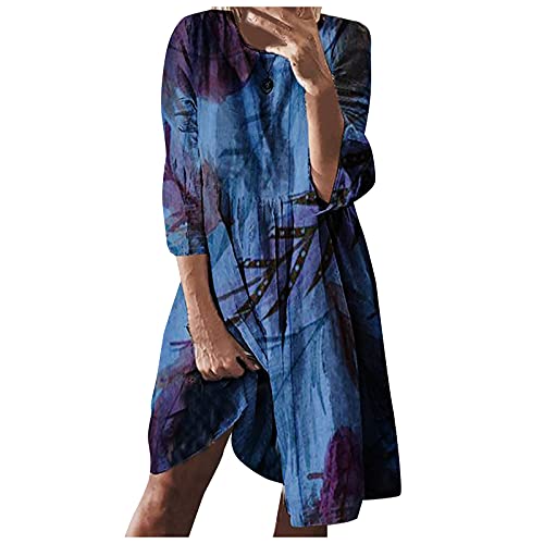 Kleid brautkleid schwanger Lange Kleider etui Kleider festlich weißes Kleid Sommer Vintage karirte röcke Frauen Kleider Shirtkleid langes Kleid mit ärmel Massimo dutti Kleider(C-Blau,XL) von MICKURY