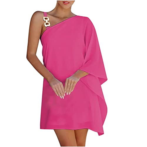 Kleid midi Kleider fit and Flare Kleid sommerröcke Heine Festliche Kleider Rock mit Schlitz Enge röcke Damen h und m Kleider Spitzenkleid weiß mesh Kleid Hippie Kleidung rosa(B-Heißes Rosa,S) von MICKURY