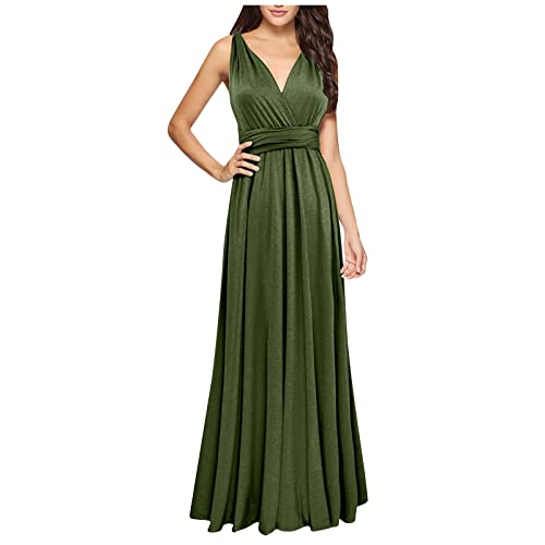 Kleider Für Hochzeit,Abendkleid Elegant Silvester Kleider Damen Elegant Unterrock Für Durchsichtige Damenmode Einfarbig Multi-Wear Multi-Rope Cross Rückenfrei Sexy Bandage Kleid (Armeegrün-3,M) von MICKURY