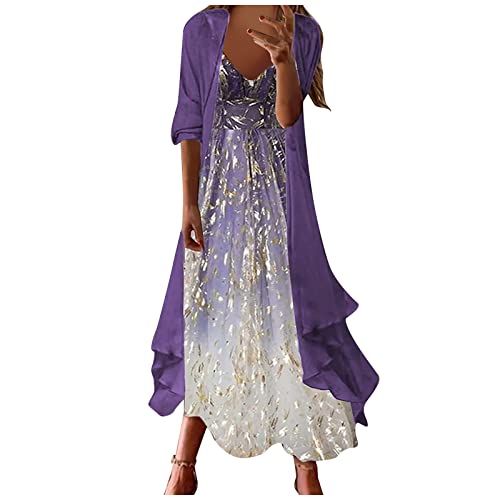 Kleider Kleid braun kleiderbügel für röcke Kleid Weiss Viskose Kleid Mango Kleider Damen Damen Kleid Freizeitkleider Damen Abendkleid Plisseerock BH tiefer rücken lopily Abendkleid große(B-Violett,L) von MICKURY