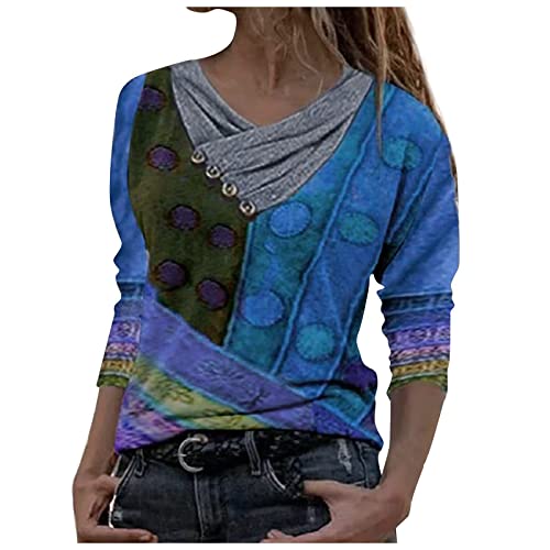 Langarmshirts FüR Damen Langarmshirt Damen Weiss Ammann Unterhemden Damen Unterhemd Bauch Weg Top Pink Hemd Weihnachten Depeche T-Shirt Bright Bolero GeträNkepulver Sport Top Damen(Blau,3XL) von MICKURY