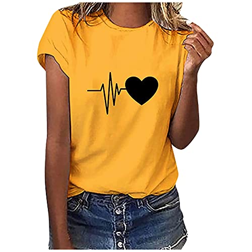 Langarmshirts für Damen,Poloshirt Damen Langarm,Korsett Oberteile,Corsagen Oberteil,Ringelshirt Damen,of The Tshirt Damen,Polo Shirts Damen,BFF t Shirt,Deutschland t Shirt Damen(a-Gelb,S) von MICKURY