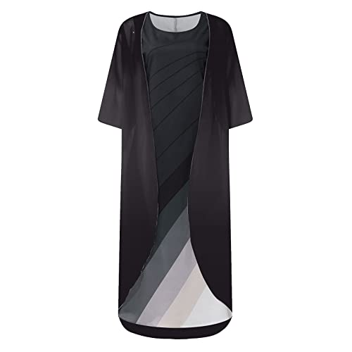 Langer Rock hochzeitsgäste weisses Kleid schicke Kleider Damen Kleider Trauzeugin musselin Kleid Kleid Winter freizügige Kleider Peppa wutz Kleidung midikleid Langarm Unterrock Spitze(Black-A,XXL) von MICKURY