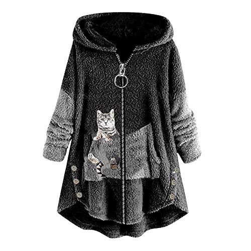 MICKURY Angebote des Tages Heute,Oversize Pulli Oversize Pullover Weihnachtspullis Damenblauer Hoodie Oversize Strickpullover Yaya Strickjacke Rollkragenpullover Damen Grau(Dunkel Grau,3XL) von MICKURY