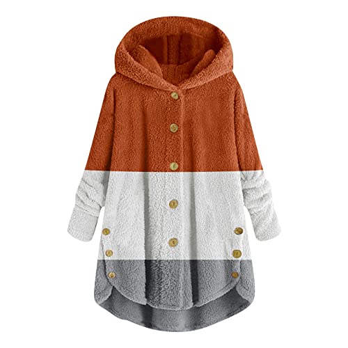 MICKURY Blitzangebote des Tages,Kapuzenpulli Stone Pullover Hoodies Damen Oversize Schwarzer Hoodie Sweater Damen Damen Strickjacke Rosa Oversize Strickmantel(Orange,3XL) von MICKURY