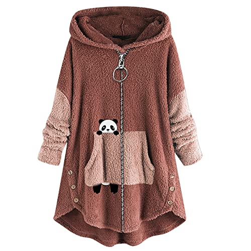 MICKURY Cardigan Damen,Stone Pullover Rollkragenpulli Schwarzer Rollkragenpullover Kuschelpullover Hoodie Weiß Damenpullover Rundhals Jump(Rosa,5XL) von MICKURY