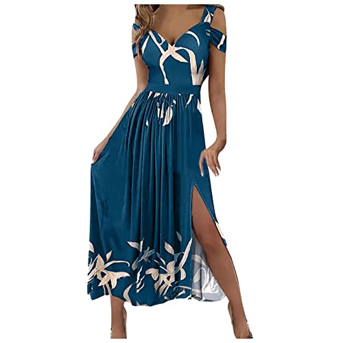 MICKURY Damen Kleider Sommer,Jumpsuit Damen Elegant Muselin Kleider Damen Italienische Mode Kleider Leinen Kleider Elegant Schwarz Figurbetonte Kleider Damen Elegant(Marine-1,XL) von MICKURY