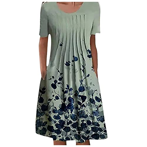 MICKURY Frauen Kleidung,Prinzessin Kleid Damen,Festliche Kleider für Damen Hochzeit,Damenkleider,extravagante Kleider,midi ballkleid,Hippie Kleidung(Blau-b,3XL) von MICKURY